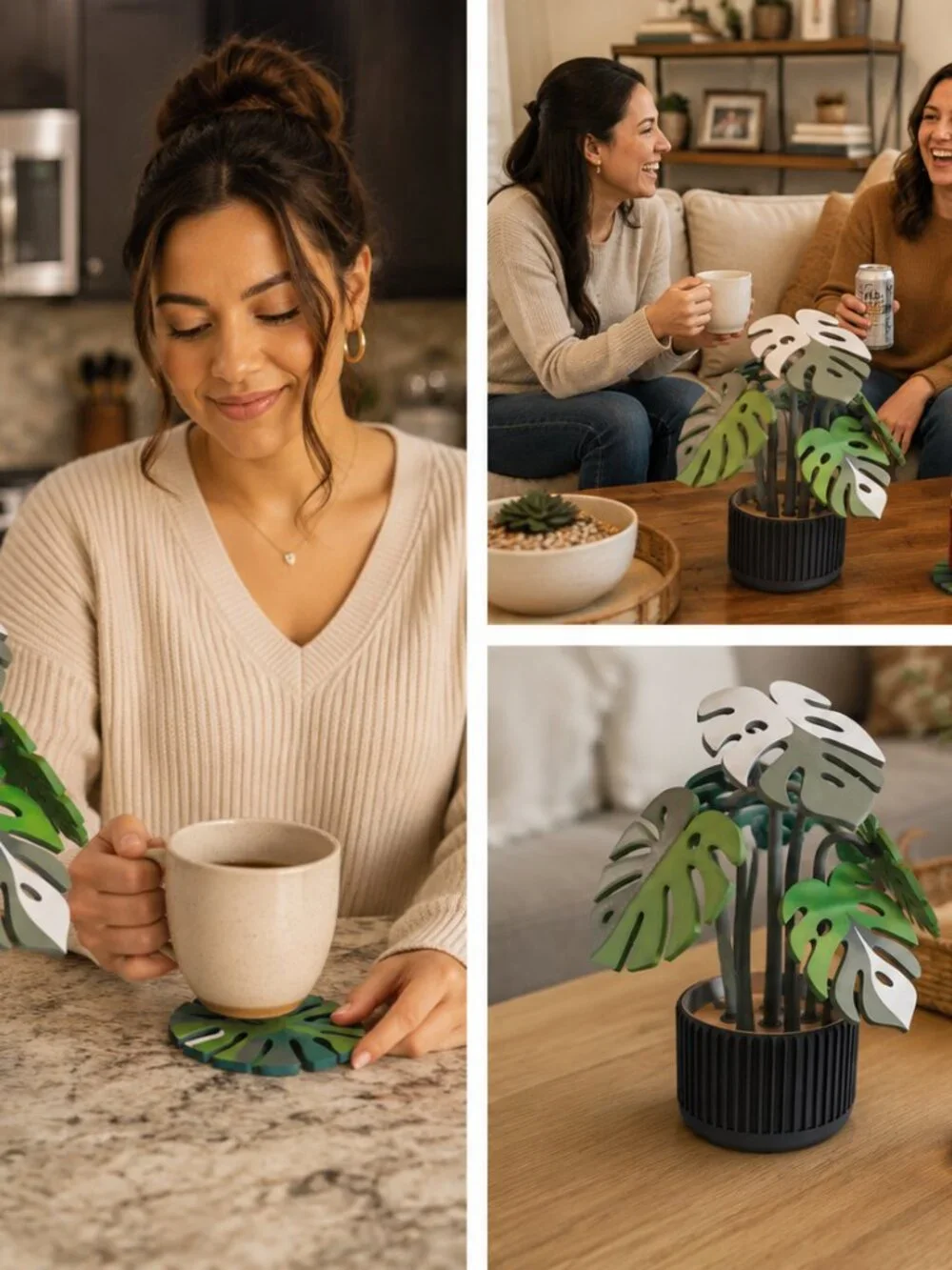 Tropical Monstera Coaster Set of 6 | Plant Lover Decor